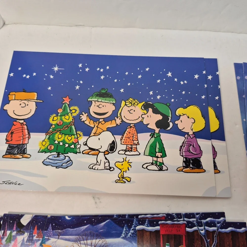 Vtg Peanuts Holiday Christmas Greeting Cards Envelopes Assorted Schulz Lot of 14